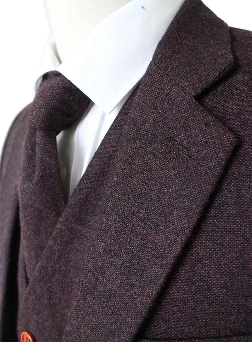 DARK BROWN BARLEYCORN TWEED 3 PIECE SUIT