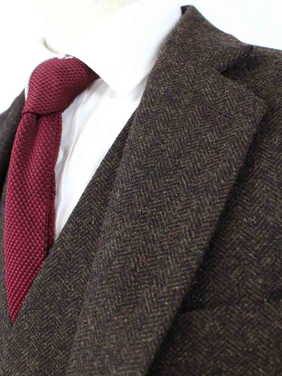 DARK BROWN HERRINGBONE TWEED 3 PIECE SUIT