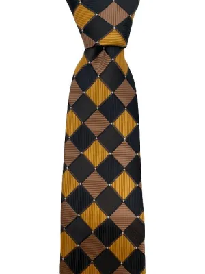 Dark Brown, Light Brown & Golden Orange Diamond Necktie