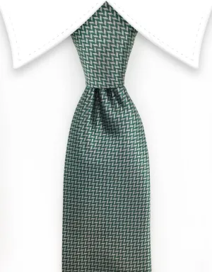 Dark Green & Silver Herringbone Tie