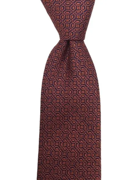 Dark Orange and Blue Geometric Men's Tie