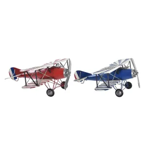 Decorative Figure DKD Home Decor Red Navy Blue Aeroplane Vintage 45 x 38 x 16 cm (2 Units) (1 Unit)