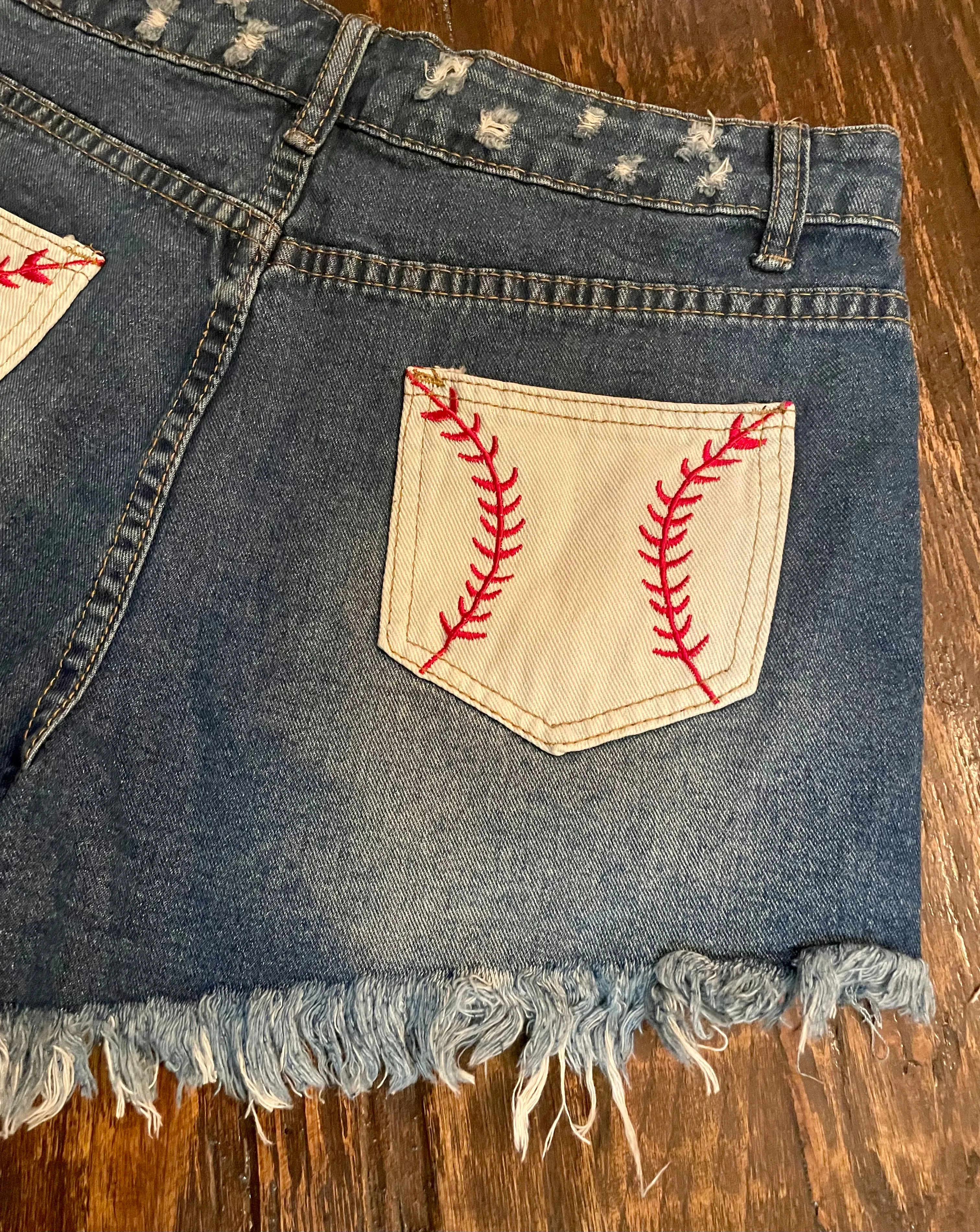 Denim Baseball Laced Shorts