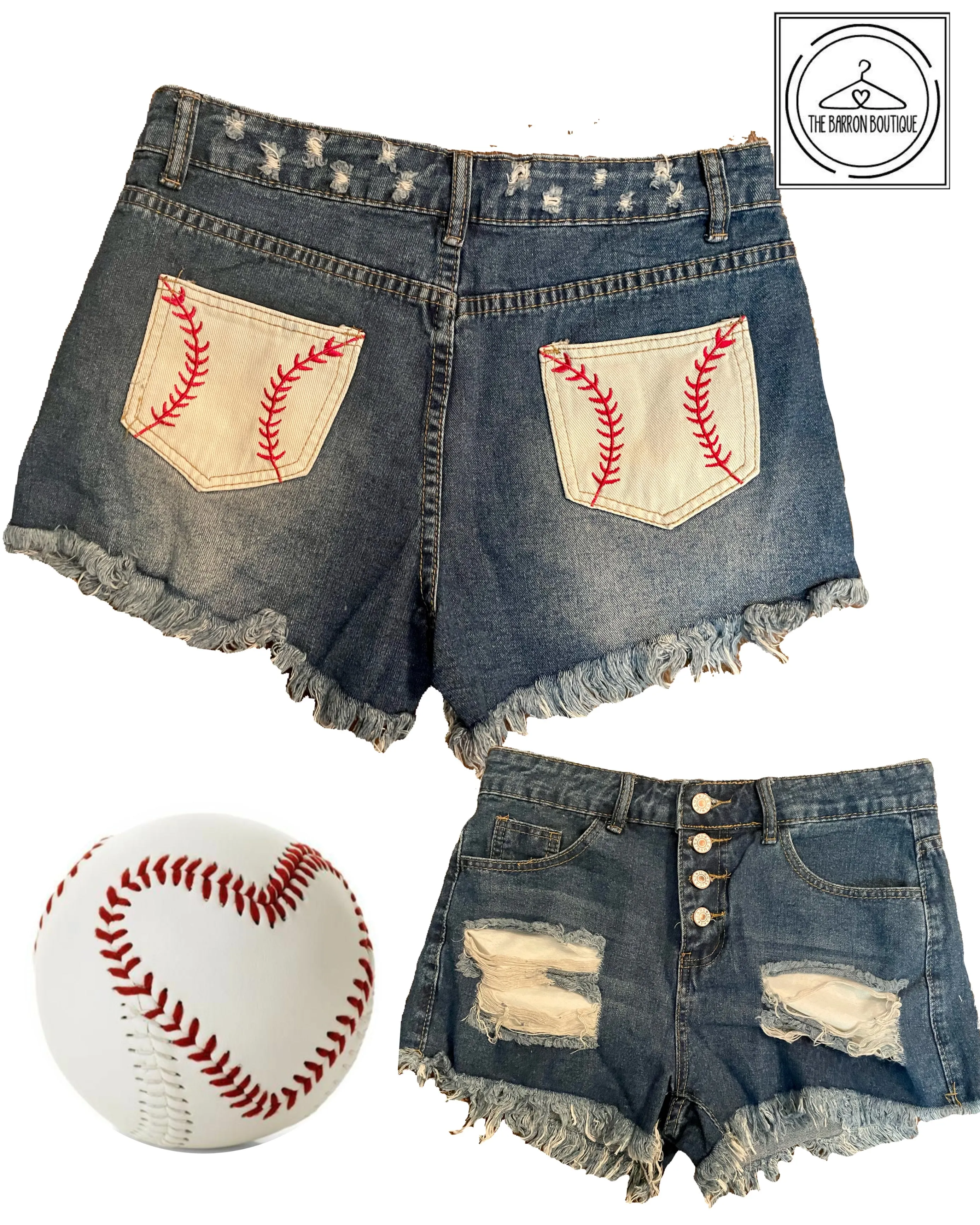 Denim Baseball Laced Shorts