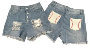 Denim Baseball Laced Shorts