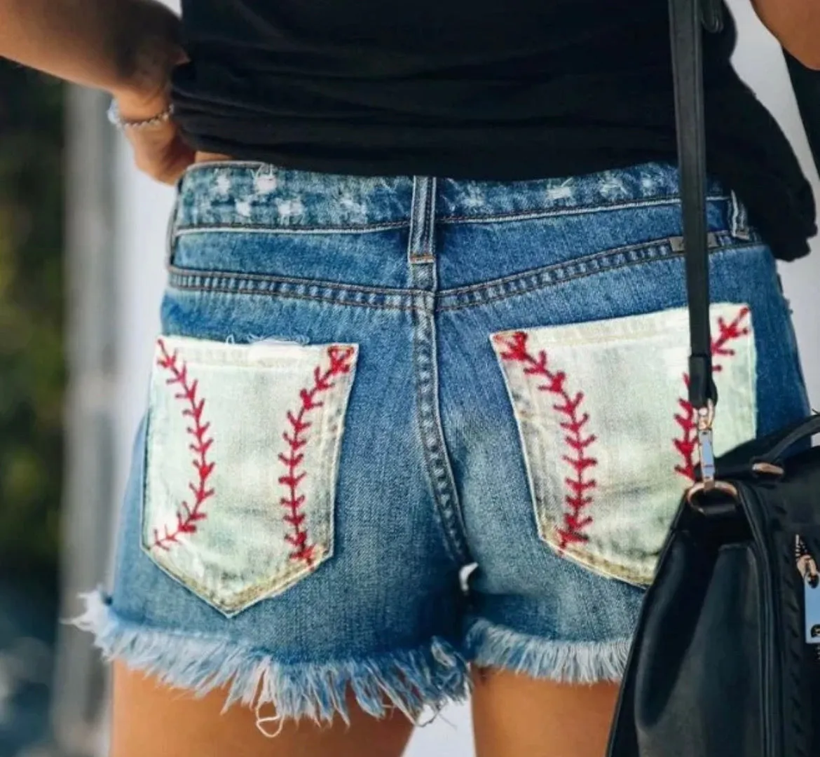 Denim Baseball Laced Shorts