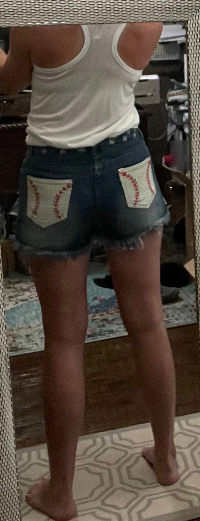 Denim Baseball Laced Shorts