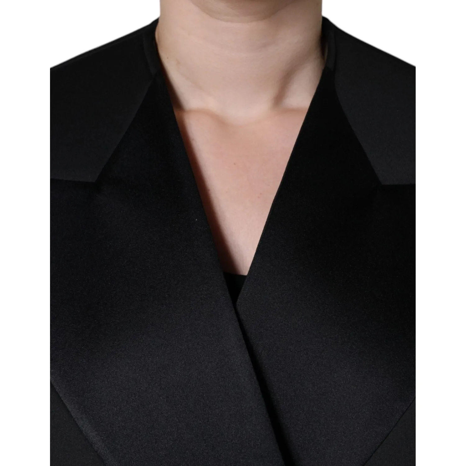 Dolce & Gabbana Black Polyester Double Breasted Coat Jacket