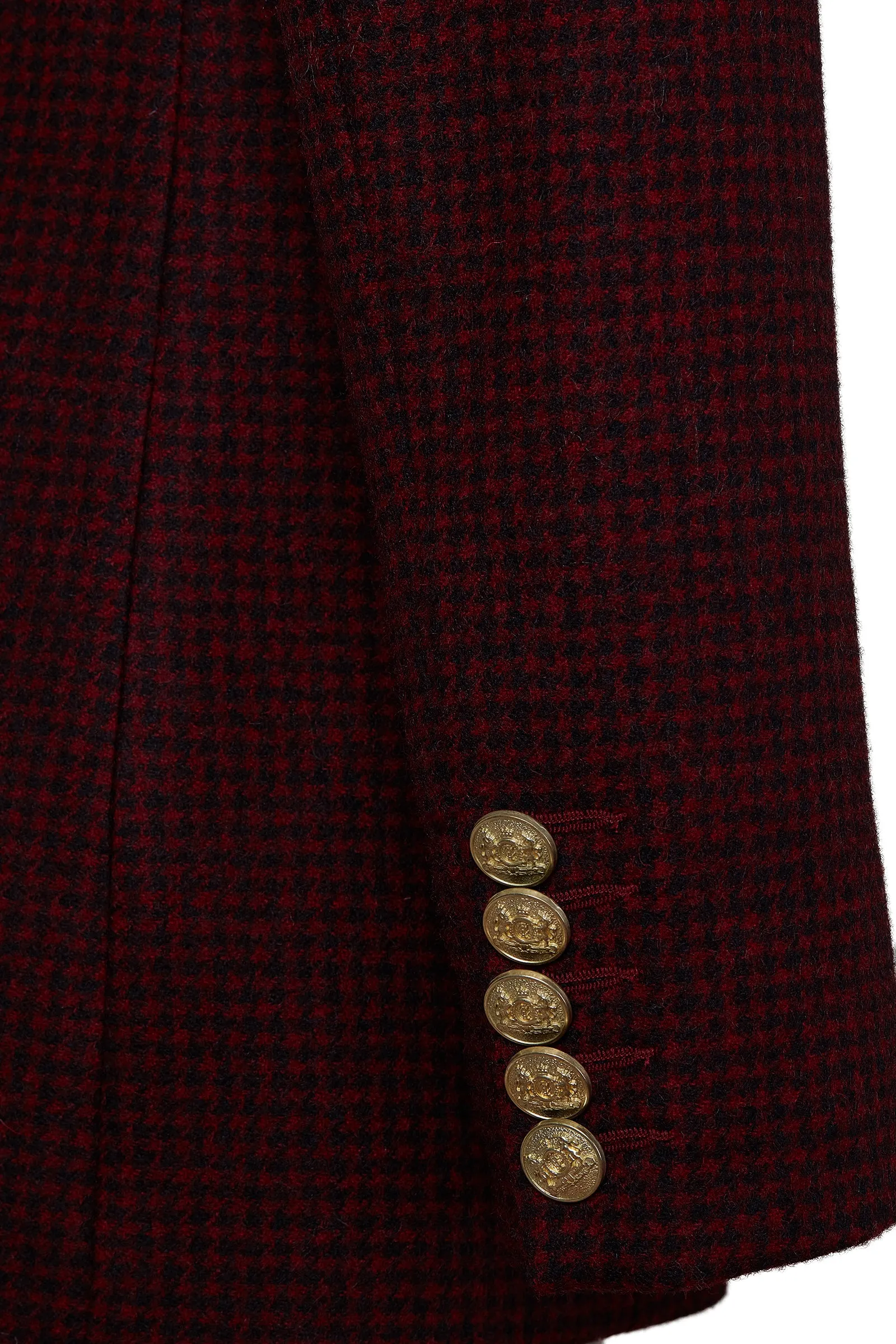 Double Breasted Blazer (Deep Red Houndstooth)