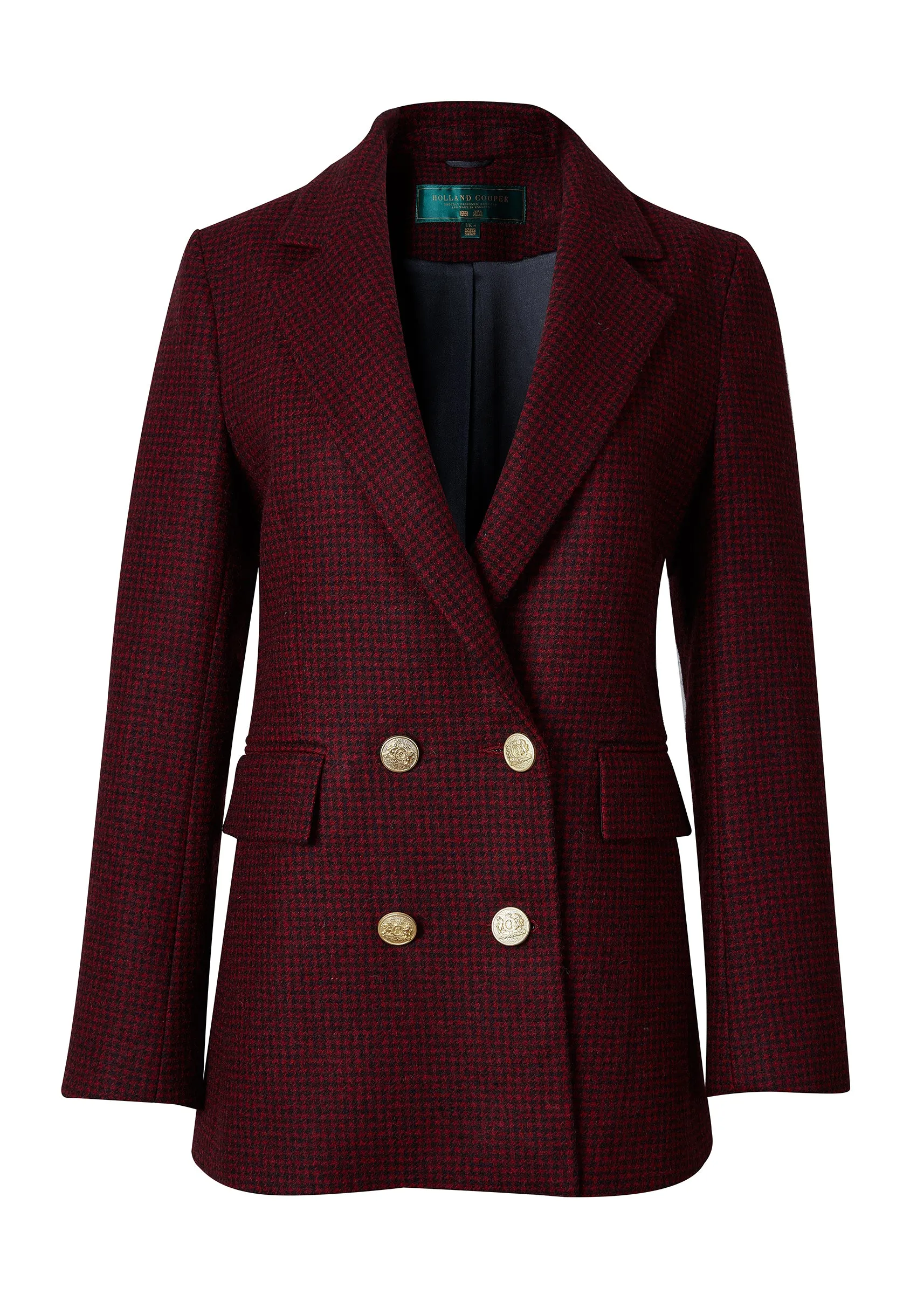 Double Breasted Blazer (Deep Red Houndstooth)