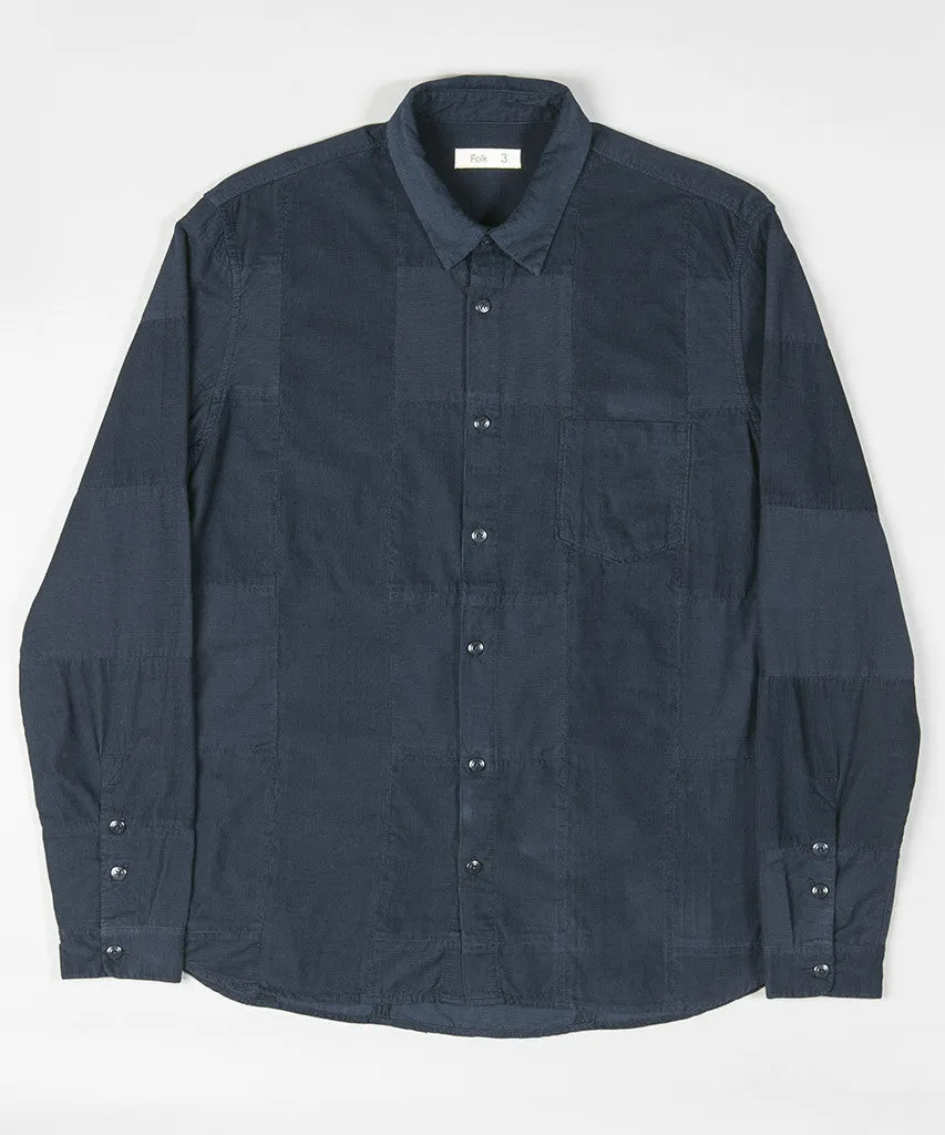 Folk Panel Cord Shirt Navy