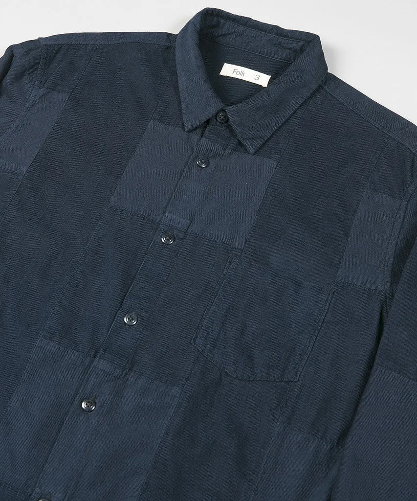 Folk Panel Cord Shirt Navy