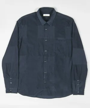 Folk Panel Cord Shirt Navy