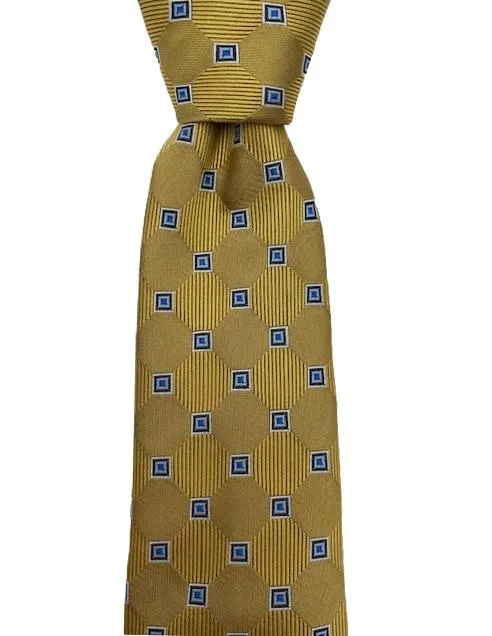 Gold Tie with Diamonds and Squares