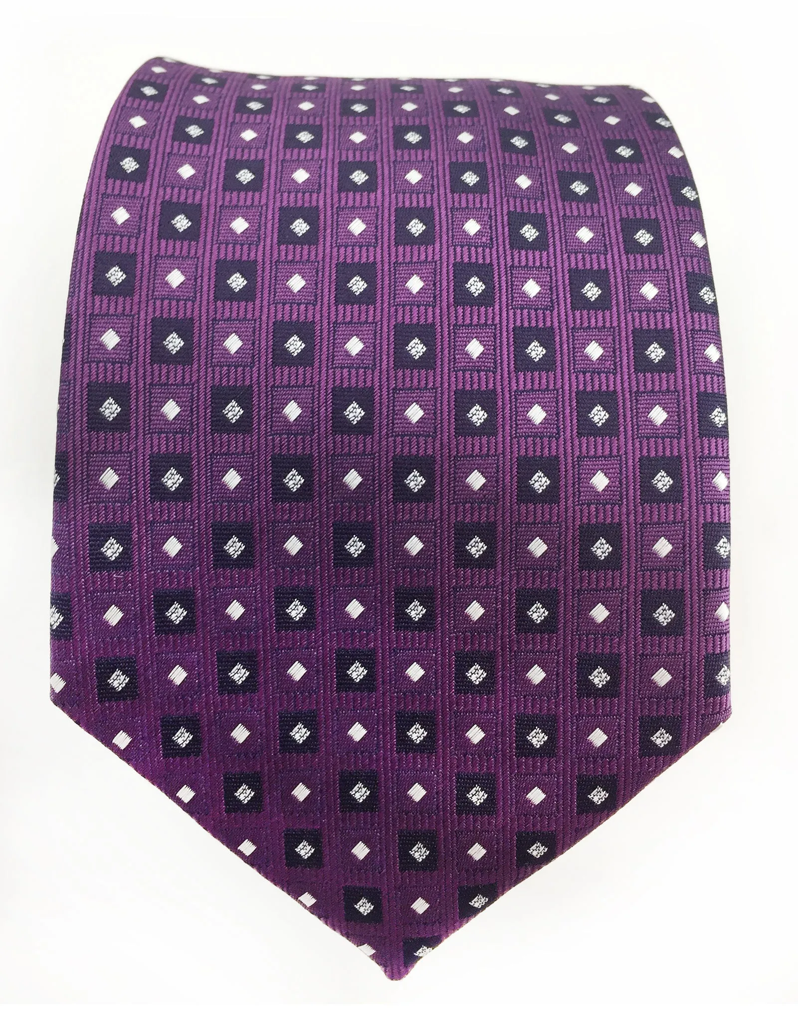 Grape Purple Tie with Squares and Diamonds