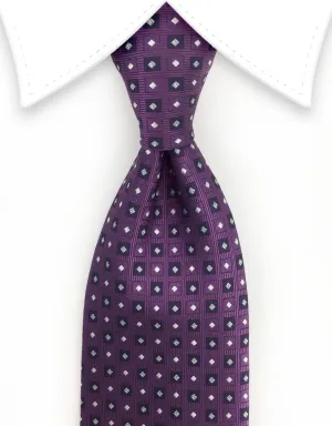 Grape Purple Tie with Squares and Diamonds