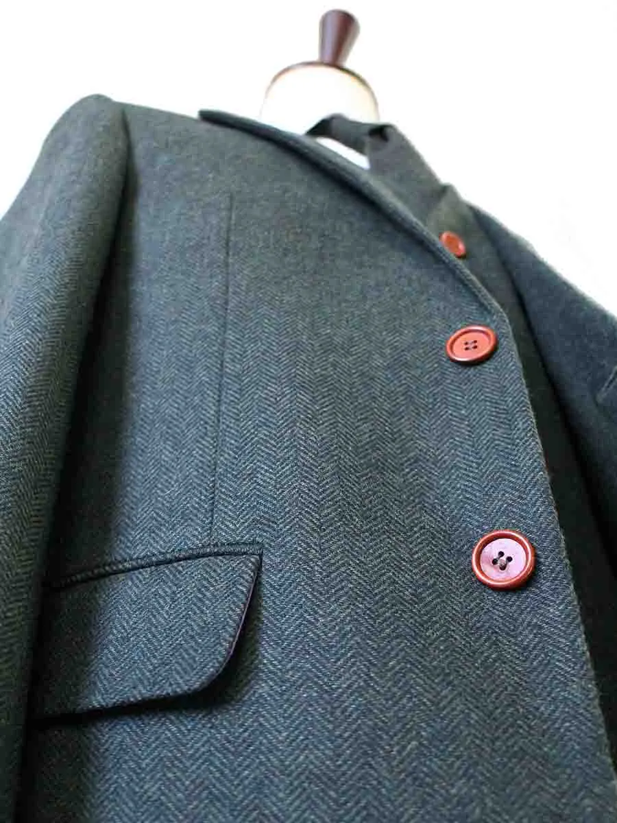 GREEN HERRINGBONE TWEED 3 PIECE SUIT