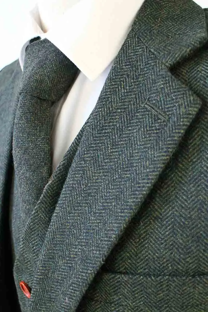 GREEN HERRINGBONE TWEED 3 PIECE SUIT