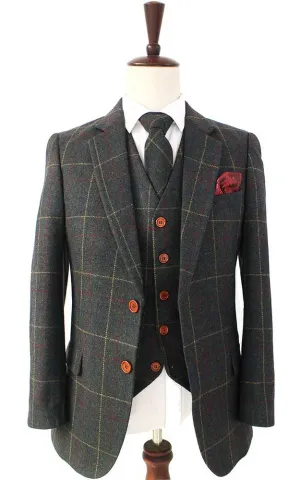 GREEN OVERCHECK PLAID TWEED 2 PIECE SUIT