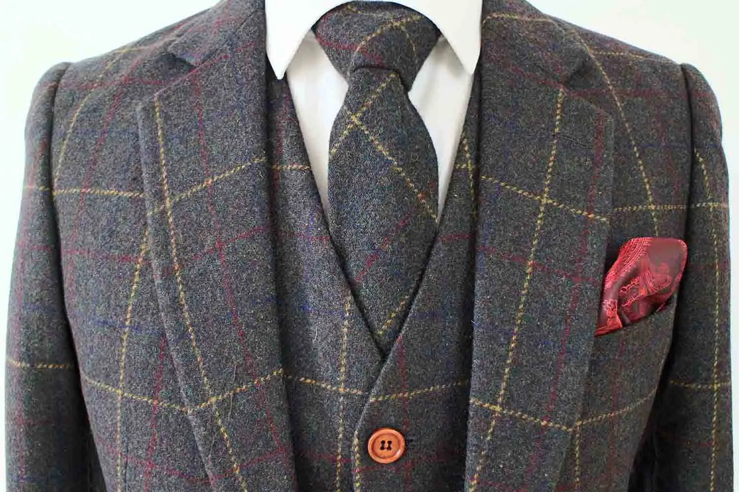 GREEN OVERCHECK PLAID TWEED 2 PIECE SUIT