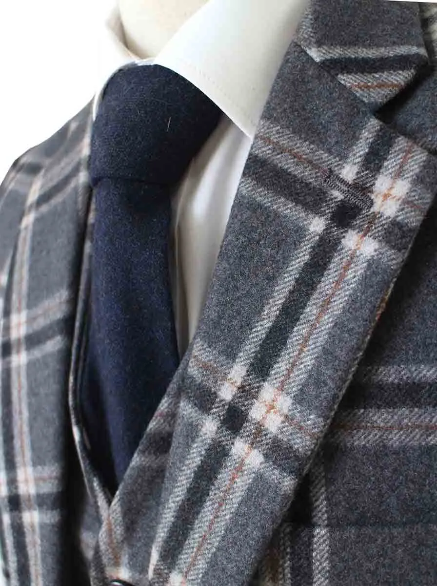 GREY WINDOWPANE PLAID TWEED 2 PIECE SUIT