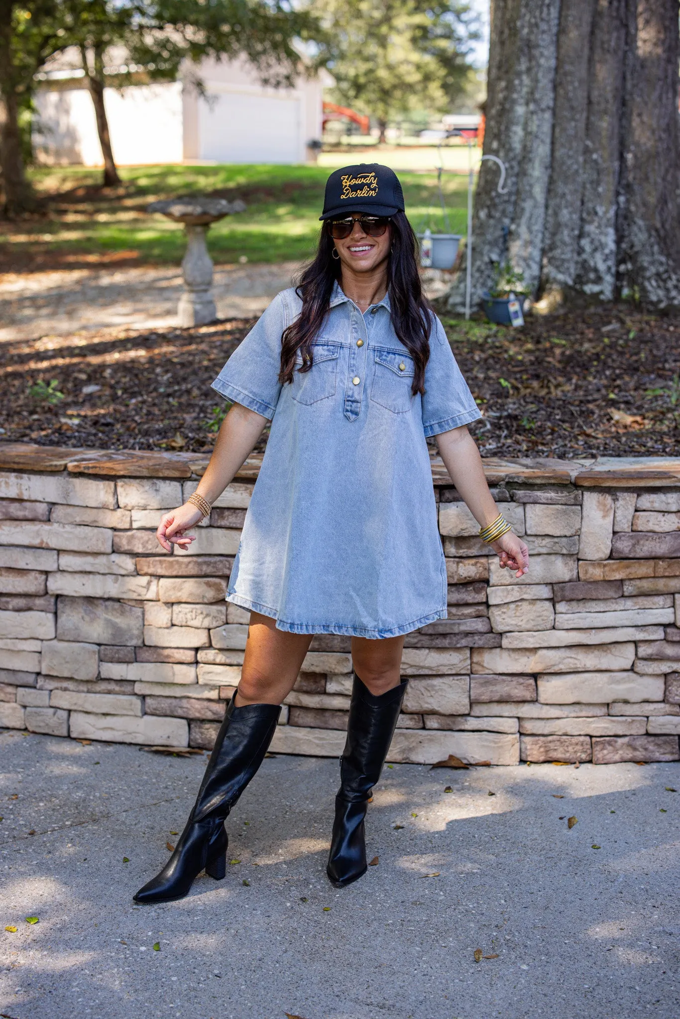 Hello Sweetheart Blue Denim Dress