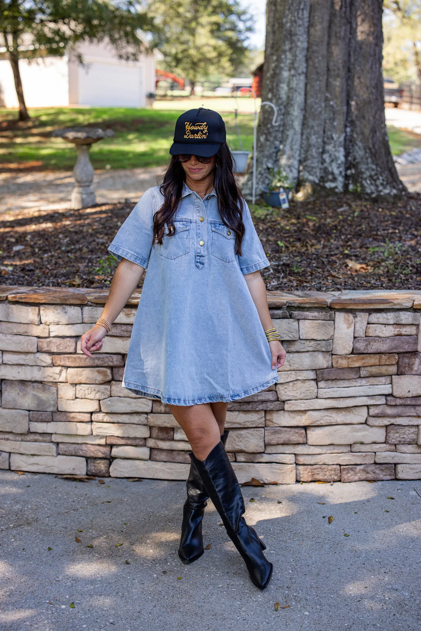 Hello Sweetheart Blue Denim Dress