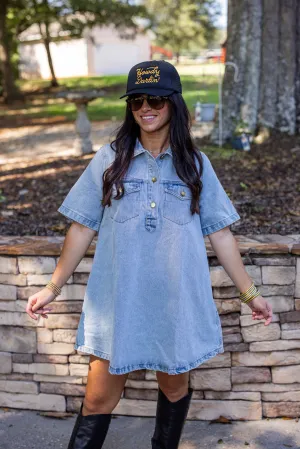 Hello Sweetheart Blue Denim Dress