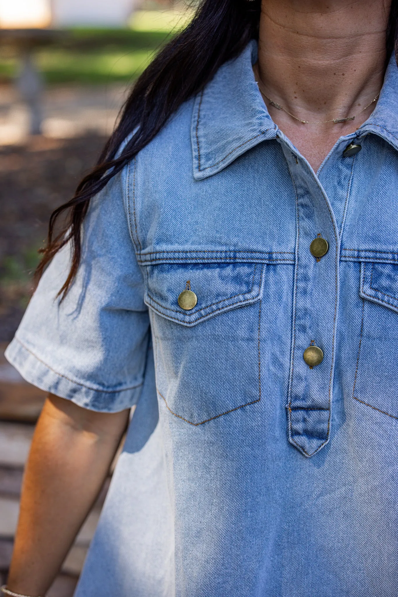 Hello Sweetheart Blue Denim Dress