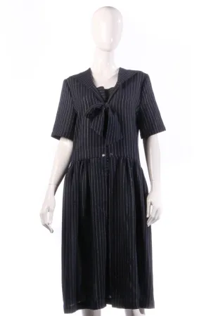 Joyce Ridings Navy pin striped vintage dress. Uk Size 12