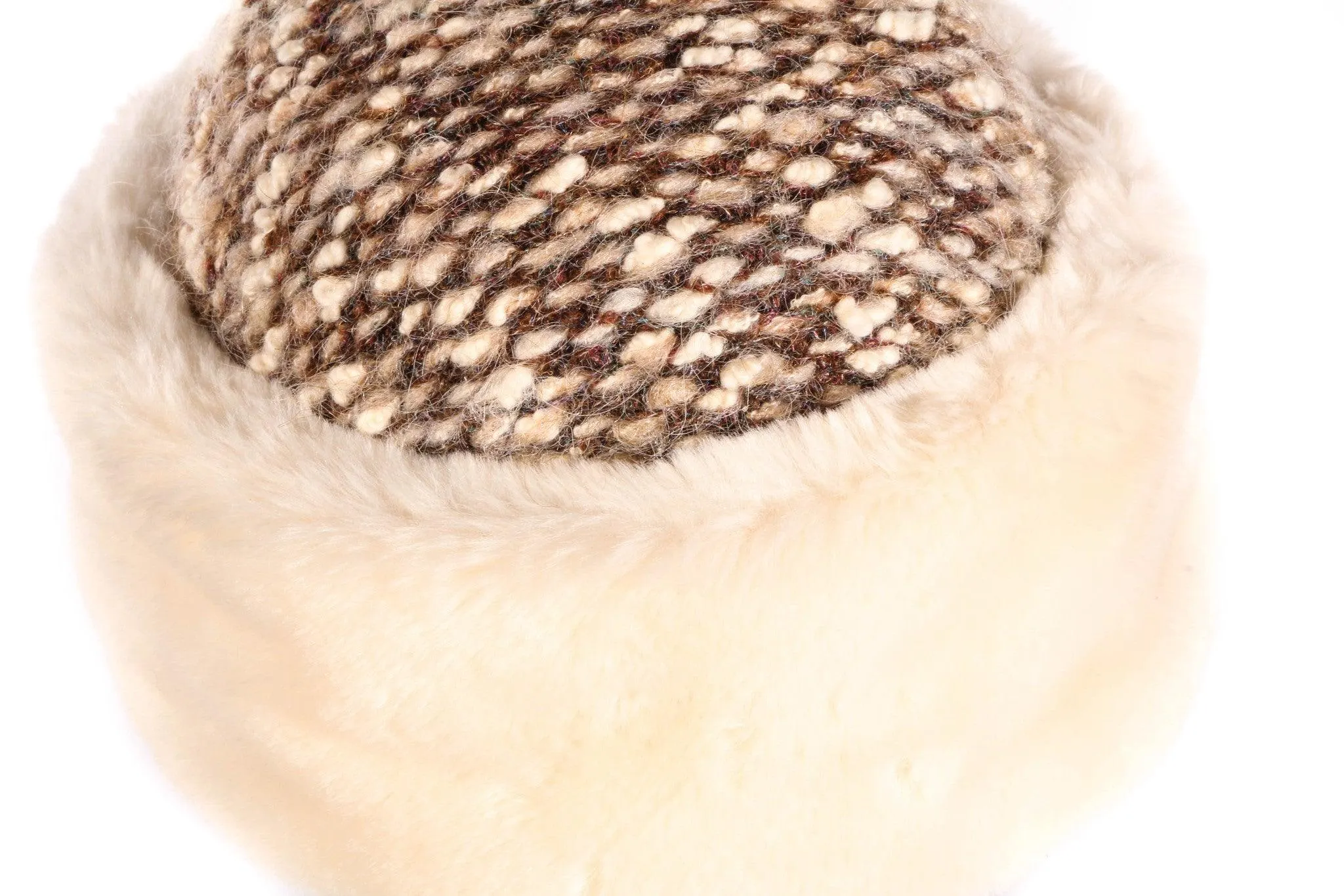 Kangol Tweed and Cream Faux Fur Hat