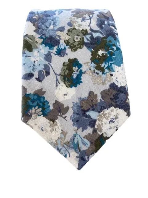 Light Powder Blue Vintage Floral Tie