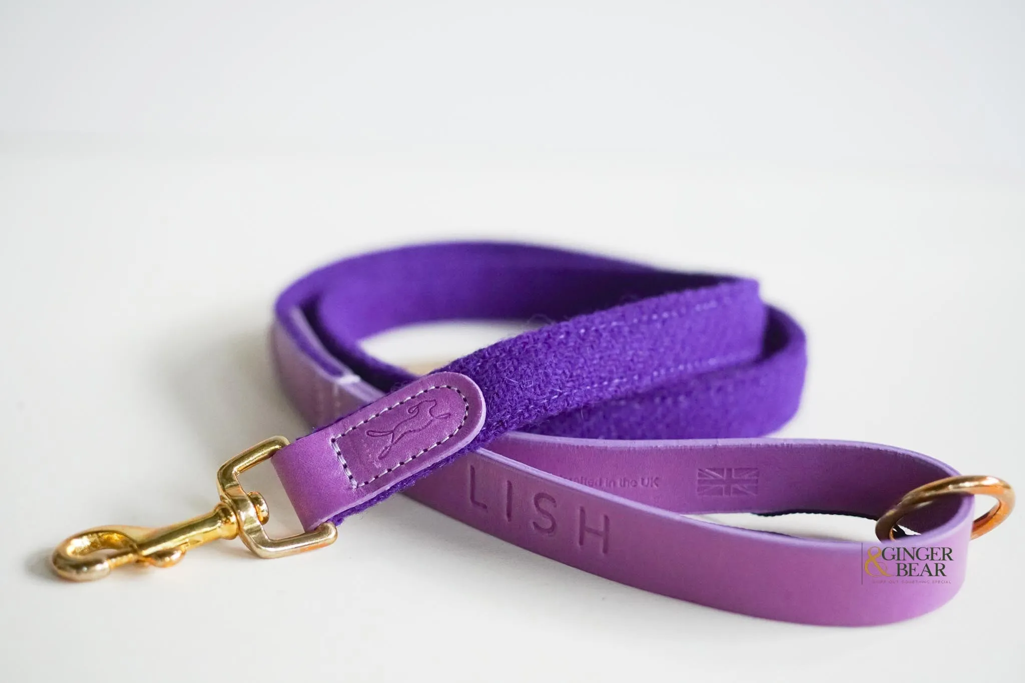 LISH Ada Violet Purple Harris Tweed Dog Lead