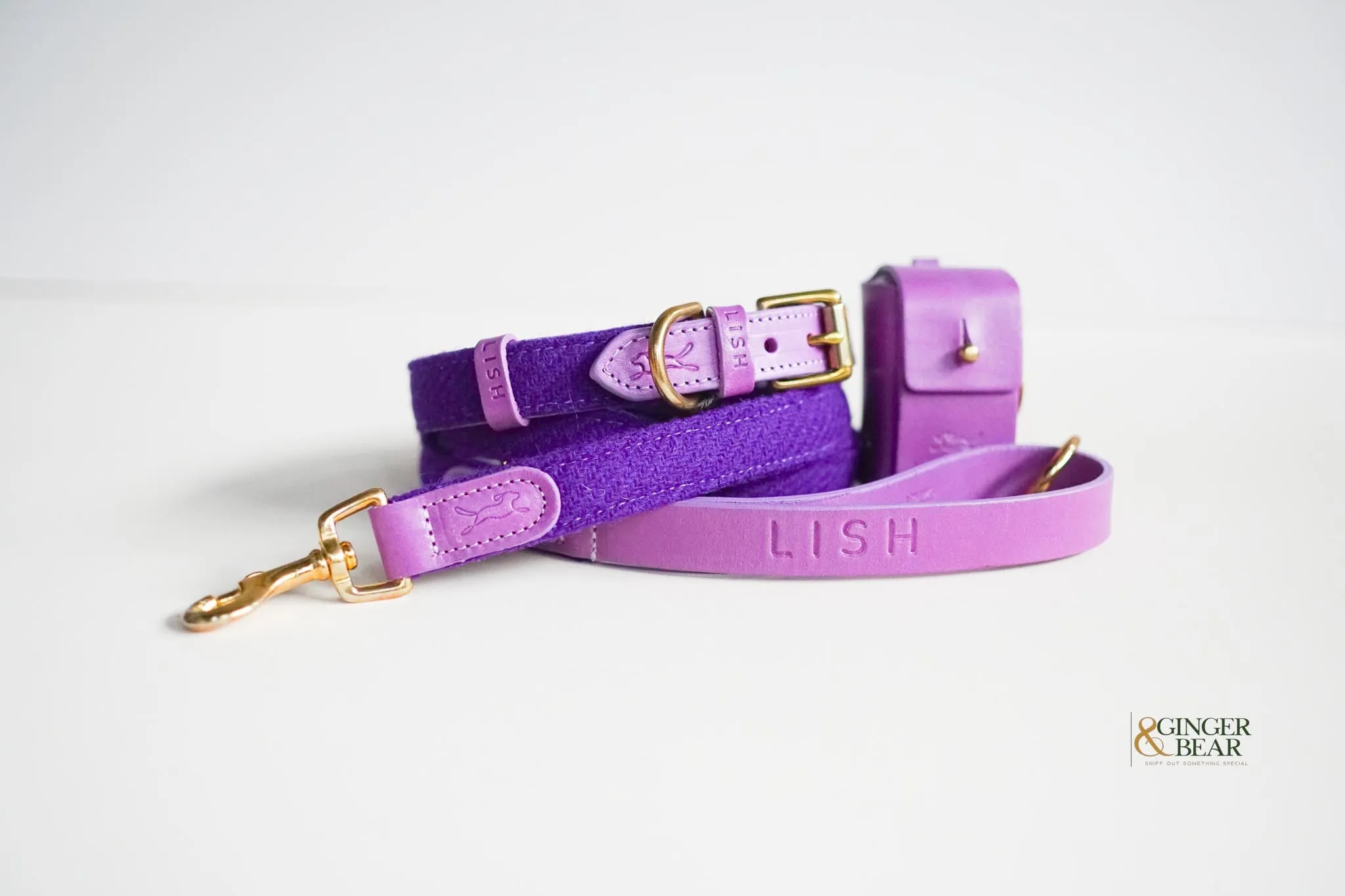 LISH Ada Violet Purple Harris Tweed Dog Lead