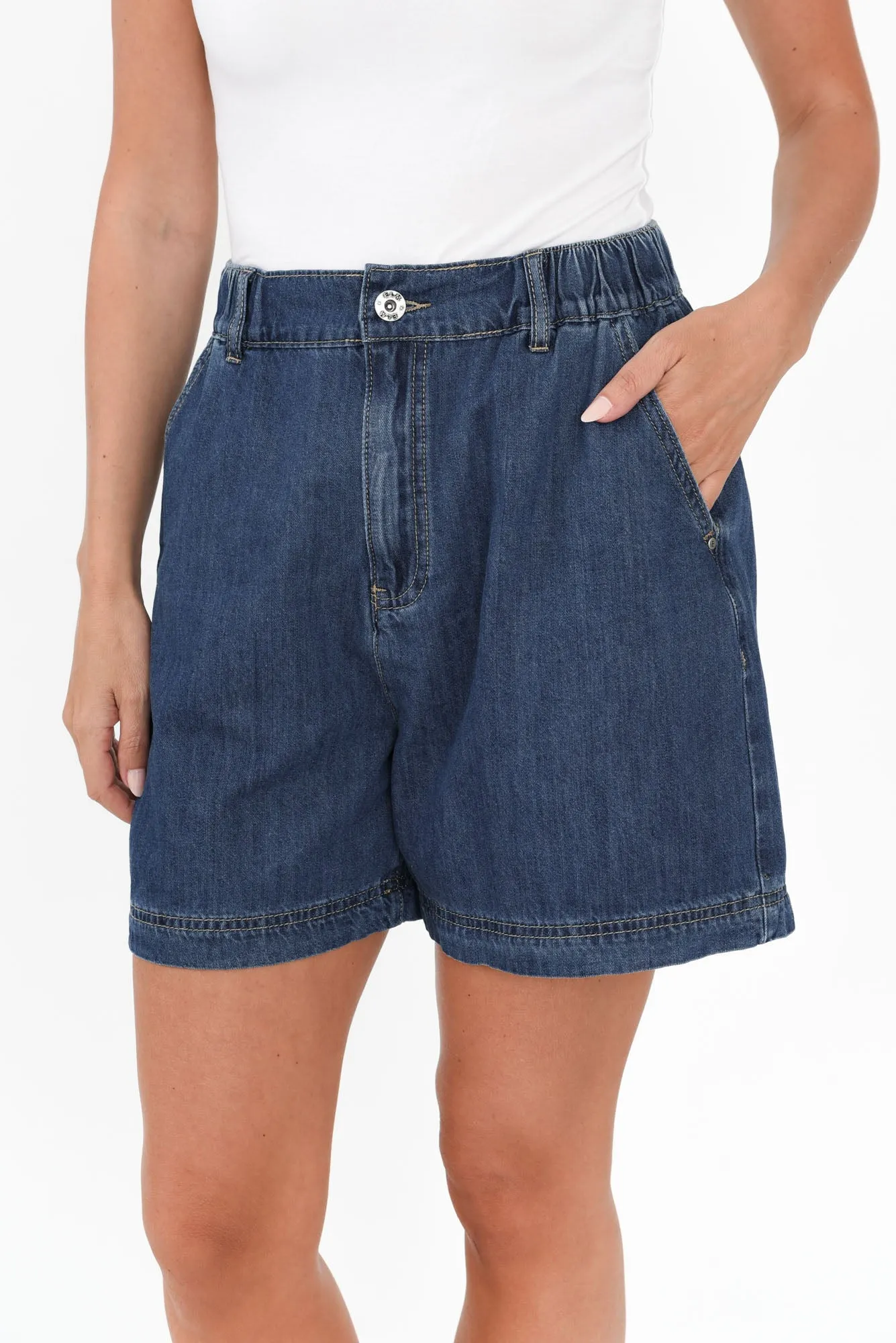 Matilda Dark Blue Denim Stretch Shorts