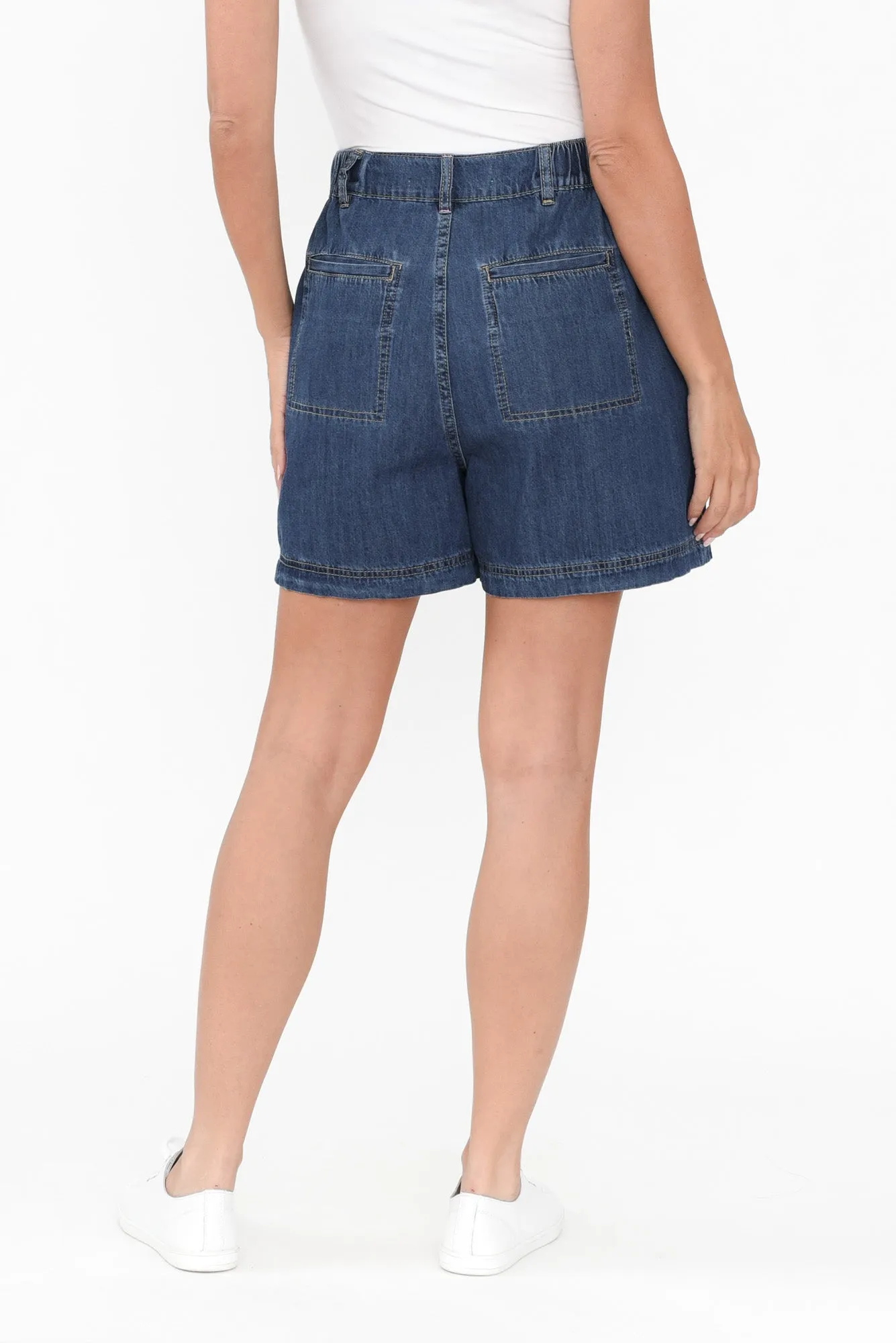 Matilda Dark Blue Denim Stretch Shorts