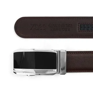 Men’s Leather Ratchet Belt with Black Mirror Automatic Buckle (MGLBB22)