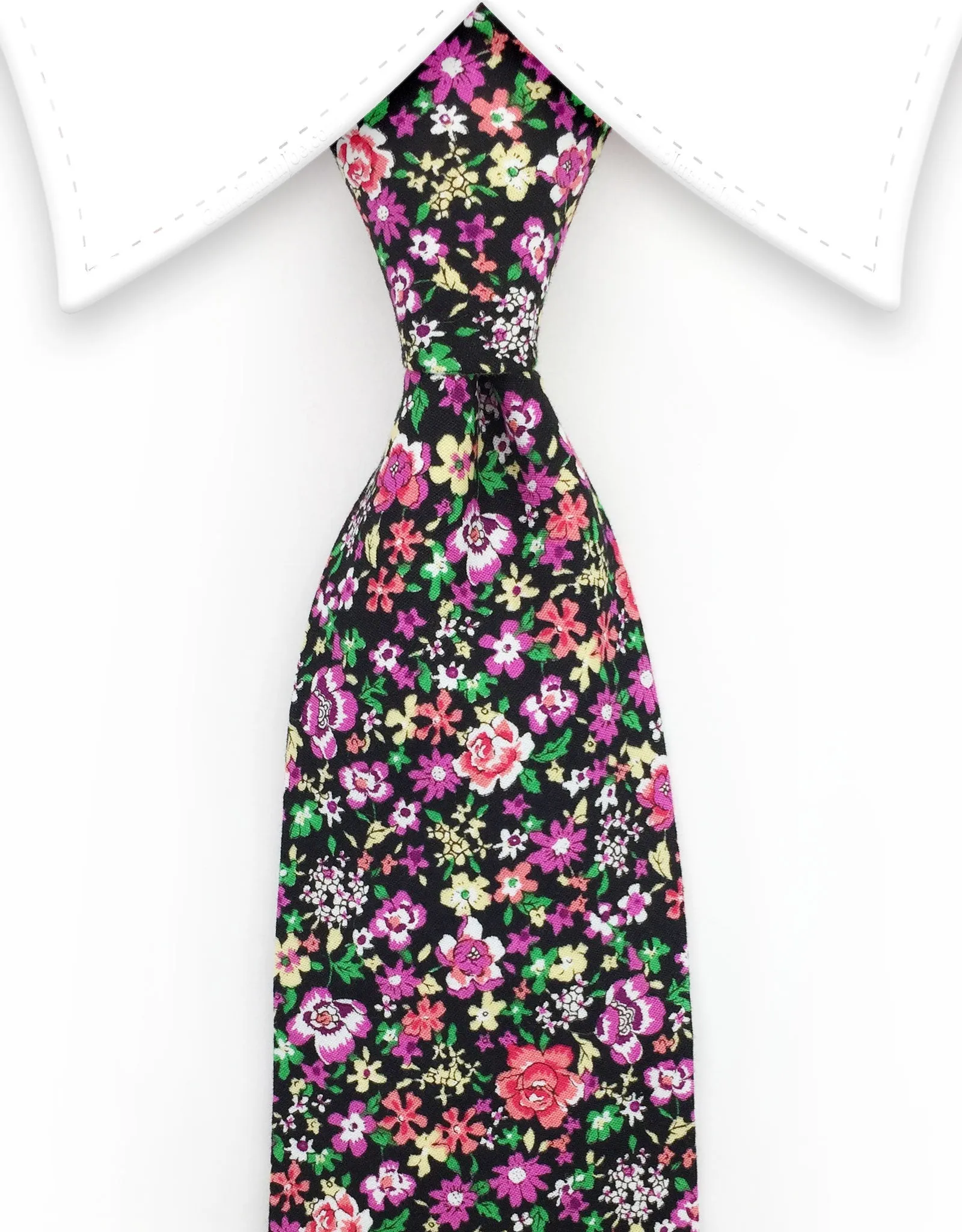 Multi-color Flowers Cotton Necktie