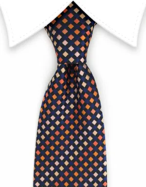 Navy & Orange Geometric Tie