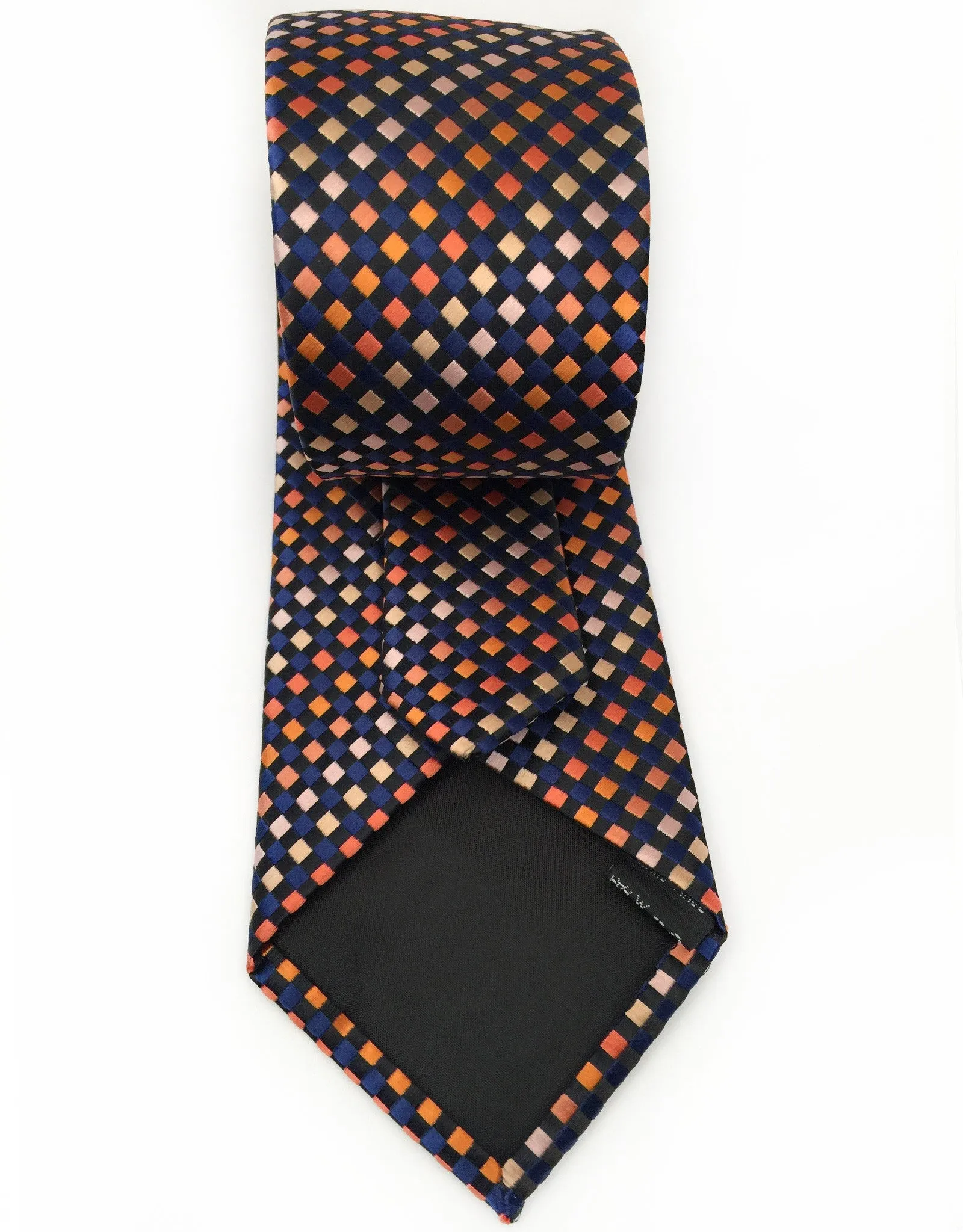 Navy & Orange Geometric Tie