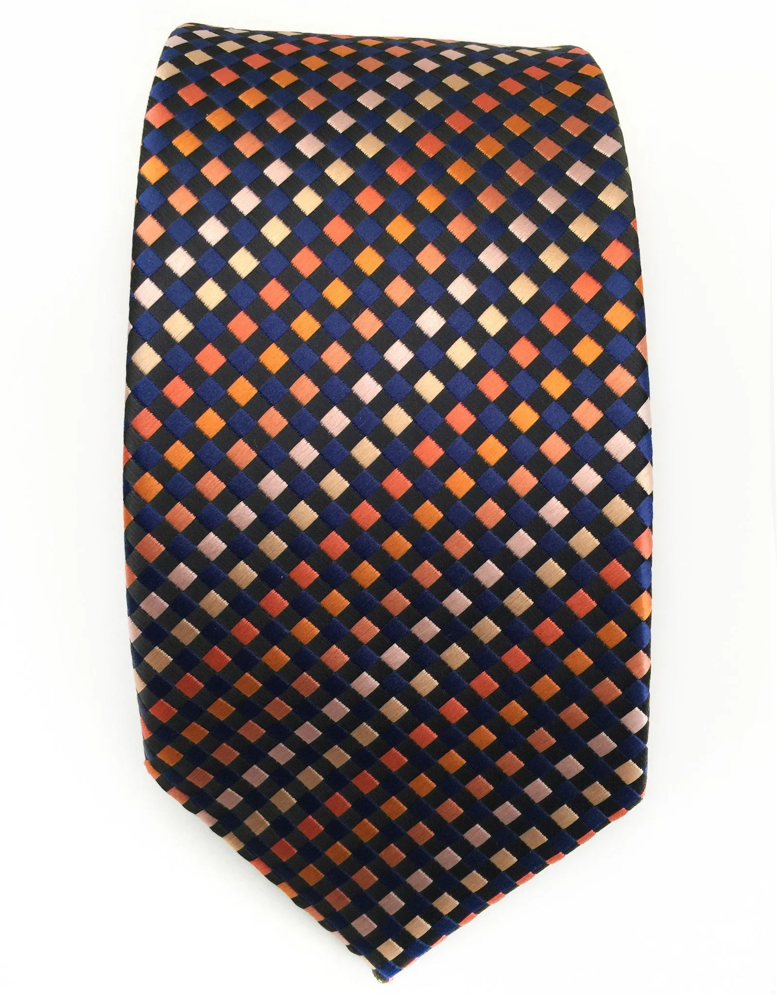 Navy & Orange Geometric Tie