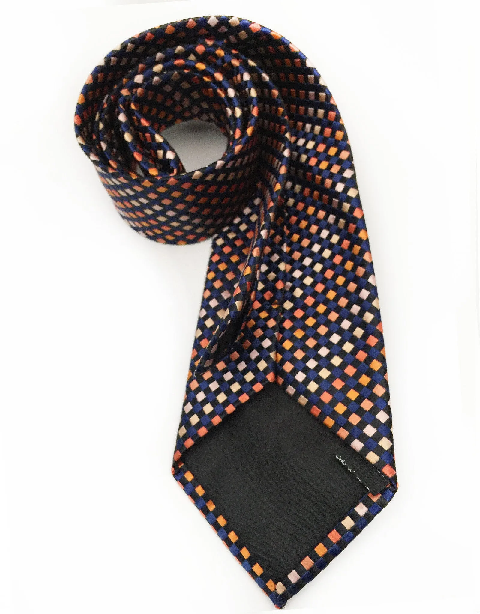 Navy & Orange Geometric Tie