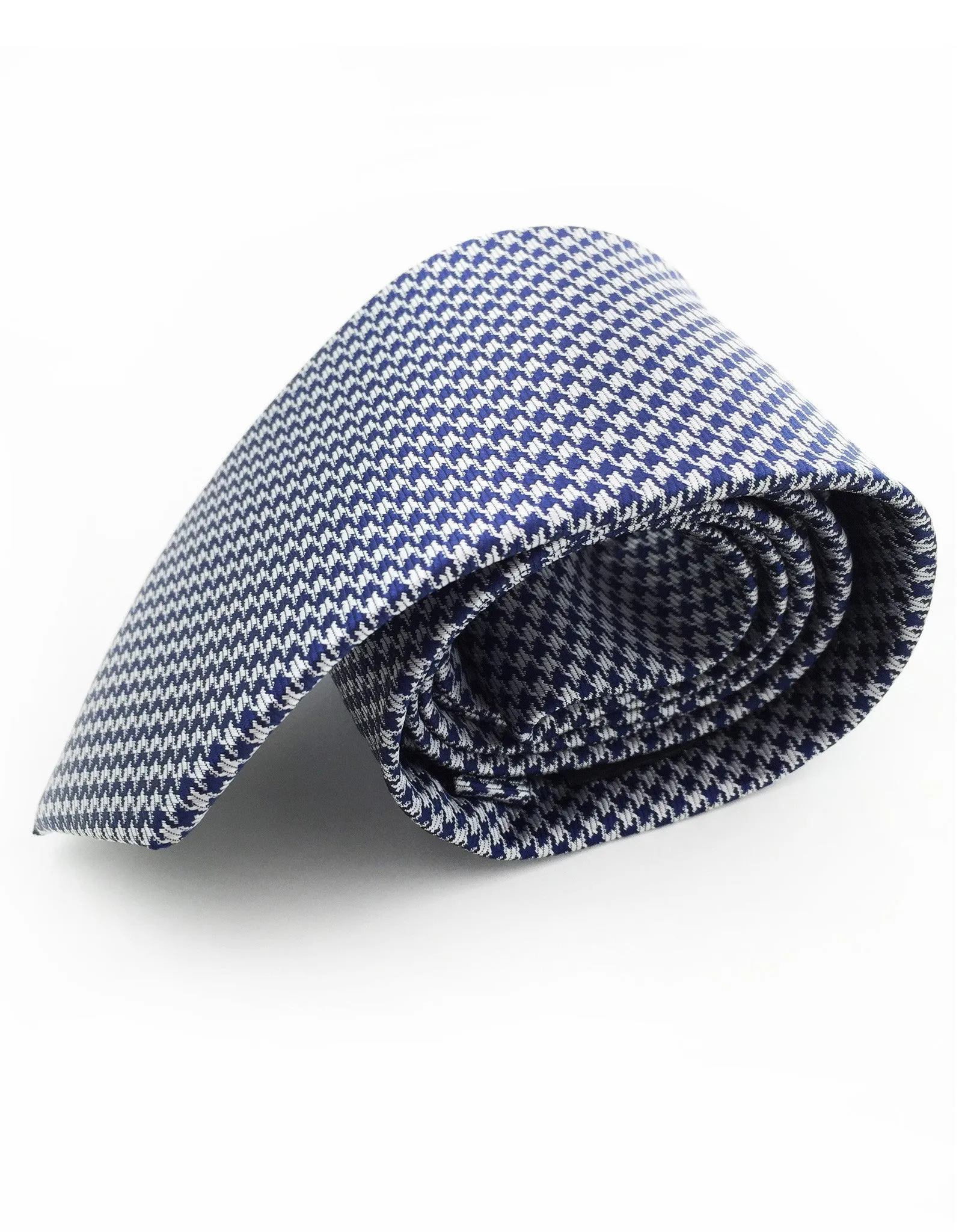 Navy Blue & Silver Houndstooth Tie