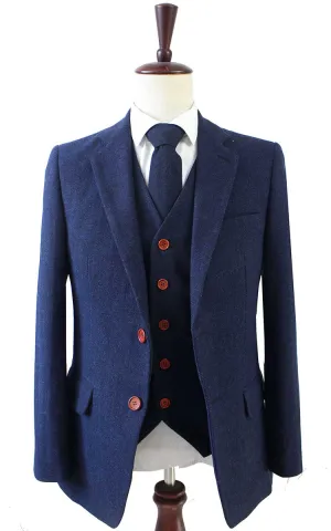 NAVY HERRINGBONE TWEED 2 PIECE SUIT