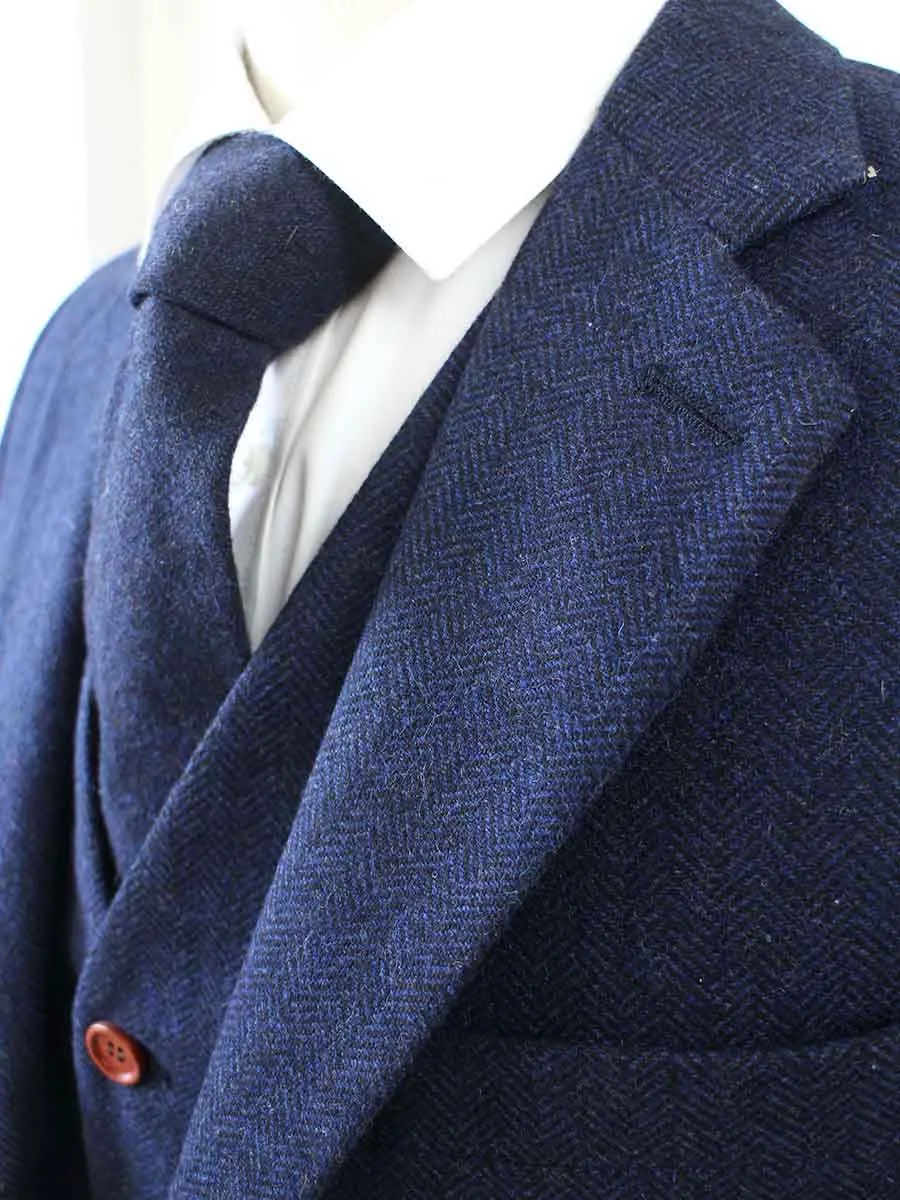 NAVY HERRINGBONE TWEED 2 PIECE SUIT