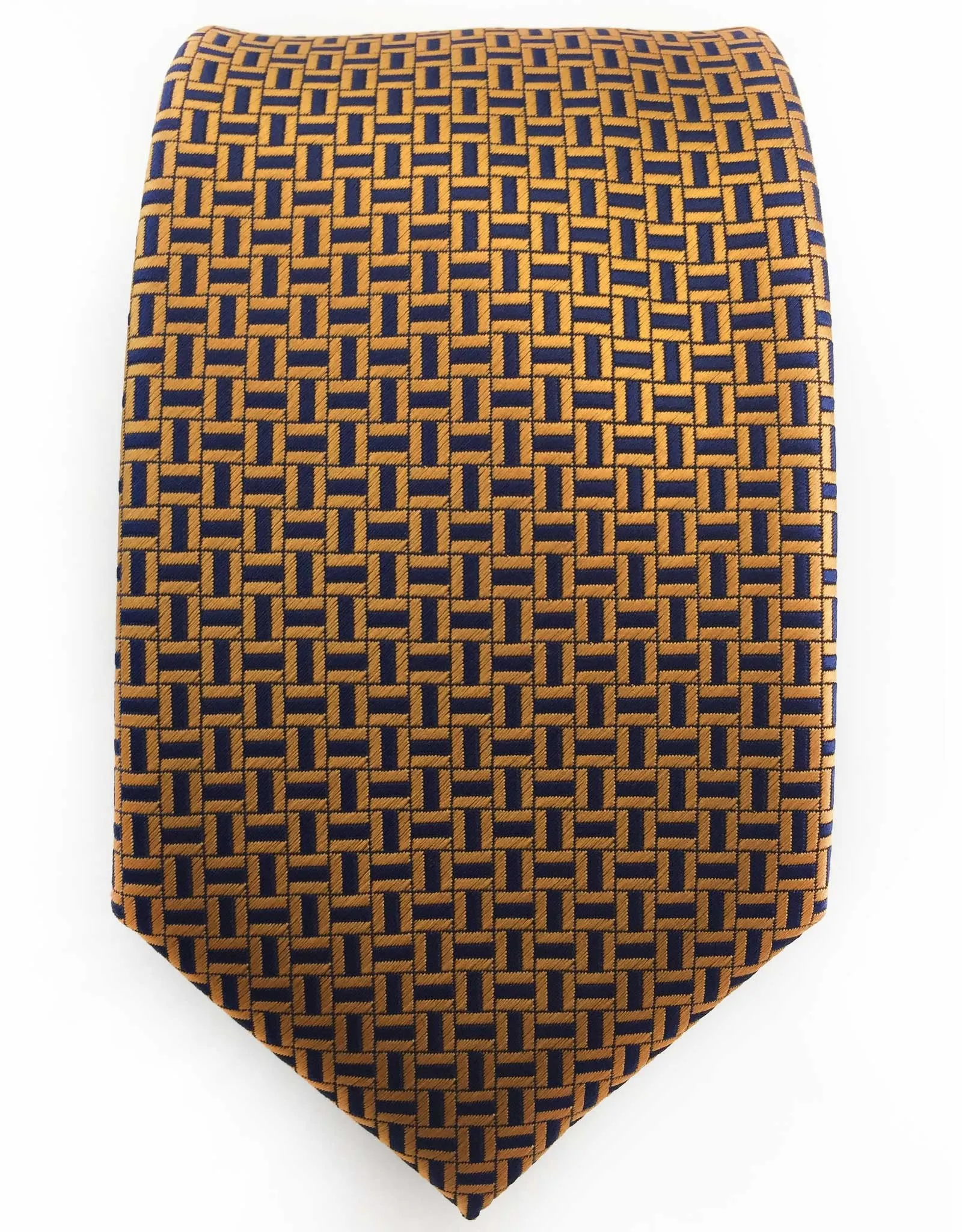 Orange & Navy Blue Geometric Tie