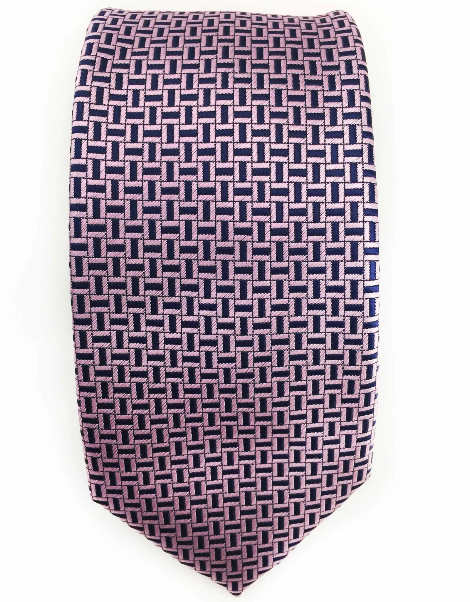 Pink & Navy Blue Geometric Tie