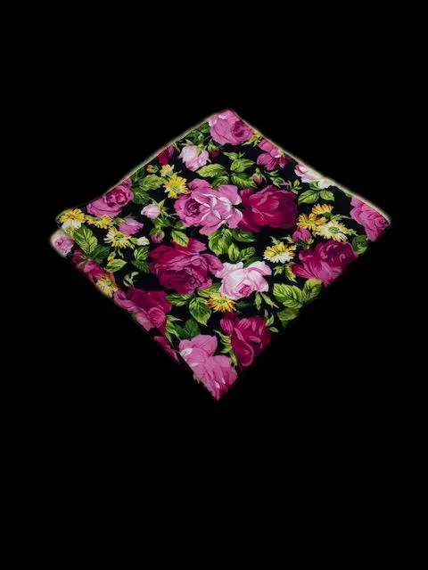 Pink Roses Cotton Floral Pocket Hanky