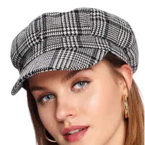 Retro Plaid 8 Panel Newsboy Cap