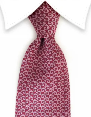 Rose & Maroon Geometric Tie